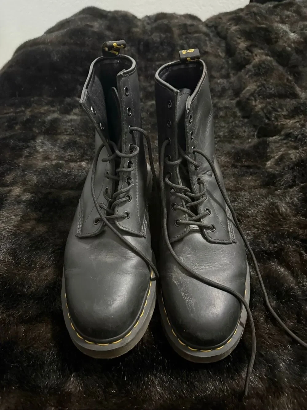 Doc Dr. Martens 1460  Black Leather Combat Boots Lace-Up shoes 13